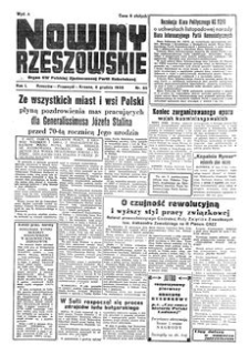 Nowiny Rzeszowskie : organ KW Polskiej Zjednoczonej Partii Robotniczej. 1949, R. 1, nr 85 (8 grudnia)