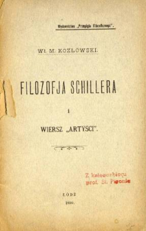 Filozofja Schillera i wiersz "Artyści"