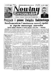 Nowiny Rzeszowskie : organ KW Polskiej Zjednoczonej Partii Robotniczej. 1950, R. 2, nr 109 (21 kwietnia)