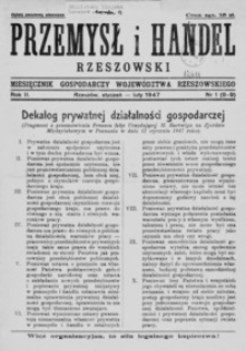 Przemysł i Handel Rzeszowski : miesięcznik gospodarczy województwa rzeszowskiego. 1947, R. 2, nr 1-4