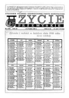 Życie Przemyskie : tygodnik Polskiej Zjednoczonej Partii Robotniczej. 1986, R. 20, nr 1 (940) (1 stycznia)