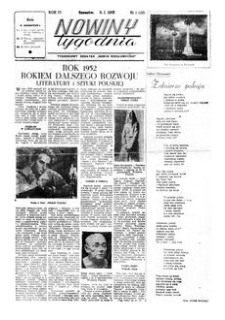 Nowiny Tygodnia : tygodniowy dodatek „Nowin Rzeszowskich”. 1953, R. 4, nr 1 (3 stycznia)