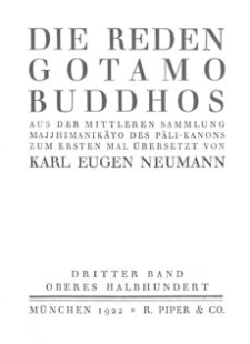 Die Reden Gotamo Buddhos. Bd. 3