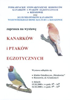 Wystawa kanarków i ptaków egzotycznych [Plakat]