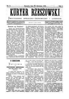 Kuryer Rzeszowski : dwutygodnik spółeczno-ekonomiczny i literacki. 1883, R. 1, nr 8 (21 kwietnia)