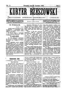 Kuryer Rzeszowski : dwutygodnik spółeczno-ekonomiczny i literacki. 1883, R. 1, nr 11 (2 czerwca)