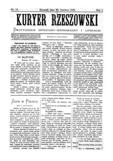 Kuryer Rzeszowski : dwutygodnik spółeczno-ekonomiczny i literacki. 1883, R. 1, nr 13 (30 czerwca)