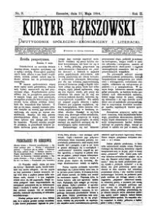 Kuryer Rzeszowski : dwutygodnik spółeczno-ekonomiczny i literacki. 1884, R. 2, nr 9 (11 maja)