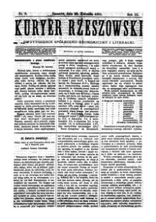 Kuryer Rzeszowski : dwutygodnik spółeczno-ekonomiczny i literacki. 1885, R. 3, nr 8 (26 kwietnia)
