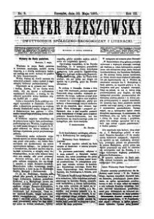 Kuryer Rzeszowski : dwutygodnik spółeczno-ekonomiczny i literacki. 1885, R. 3, nr 9 (10 maja)