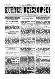 Kuryer Rzeszowski : dwutygodnik spółeczno-ekonomiczny i literacki. 1885, R. 3, nr 14 (26 lipca)