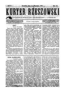 Kuryer Rzeszowski : dwutygodnik spółeczno-ekonomiczny i literacki. 1885, R. 3, nr 17 (13 września)