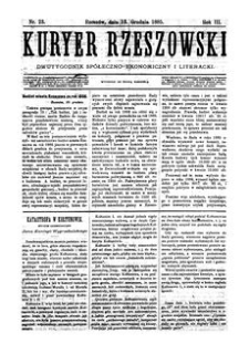 Kuryer Rzeszowski : dwutygodnik spółeczno-ekonomiczny i literacki. 1885, R. 3, nr 23 (13 grudnia)