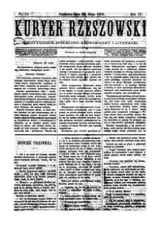 Kuryer Rzeszowski : dwutygodnik spółeczno-ekonomiczny i literacki. 1886, R. 4, nr 10 (23 maja)