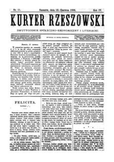 Kuryer Rzeszowski : dwutygodnik spółeczno-ekonomiczny i literacki. 1886, R. 4, nr 11 (13 czerwca)