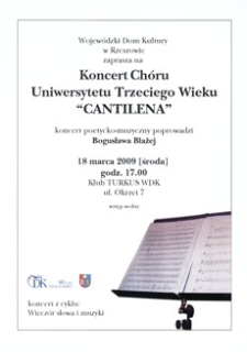 Koncert Chóru Uniwersytetu Trzeciego Wieku „Cantilena” [Afisz]