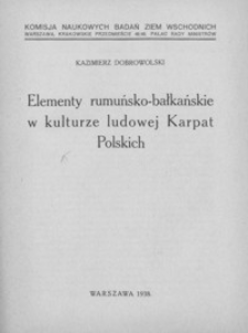 Elementy rumuńsko-bałkańskie w kulturze ludowej Karpat Polskich