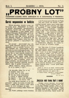 Próbny Lot : czasopismo uczennic Pryw. Gimnazjum im. M. Konopnickiej w Przemyślu. 1936, R. 1, nr 2 (marzec)