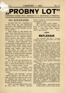 Próbny Lot : czasopismo uczennic Pryw. Gimnazjum im. M. Konopnickiej w Przemyślu. 1936, R. 1, nr 3 (czerwiec)