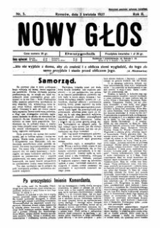 Nowy Głos. 1927, R. 2, nr 5 (3 kwietnia)