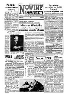 Nowiny Rzeszowskie : organ Komitetu Wojewódzkiego PZPR. 1958, R. 10, nr 291 (8 grudnia)