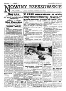 Nowiny Rzeszowskie : organ Komitetu Wojewódzkiego PZPR. 1961, R. 13, nr 185 (7 sierpnia)