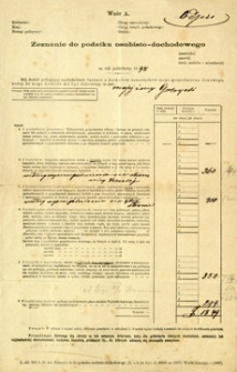 Zeznanie do podatku osobisto-dochodowego : za rok podatkowy 1898