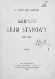 Galicyjski Sejm Stanowy : (1817-1845)