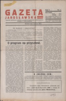 Gazeta Jarosławska : tygodnik poświęcony sprawom gospodarczo-społecznym miasta i powiatu. 1936, R. 5, nr 1-4 (styczeń)