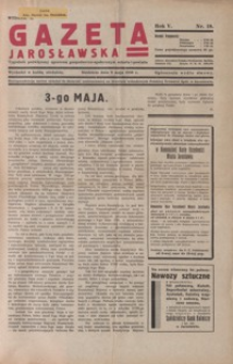 Gazeta Jarosławska : tygodnik poświęcony sprawom gospodarczo-społecznym miasta i powiatu. 1936, R. 5, nr 18-22 (maj)
