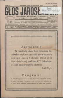Głos Jarosławski : czasopismo katolicko-narodowe. 1928, R. 2, nr 34-38 (wrzesień)