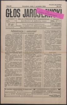 Głos Jarosławski : organ Stronnictwa Narodowego. 1928, R. 2, nr 47-51 (grudzień)