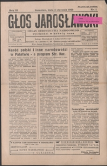 Głos Jarosławski : organ Stronnictwa Narodowego. 1929, R. 3, nr 1-4 (styczeń)