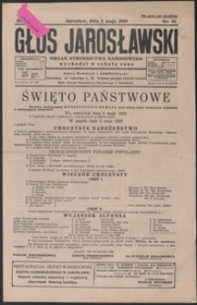 Głos Jarosławski : organ Stronnictwa Narodowego. 1929, R. 3, nr 18-21 (maj)