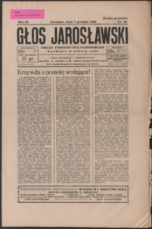 Głos Jarosławski : organ Stronnictwa Narodowego. 1929, R. 3, nr 49-52 (grudzień)