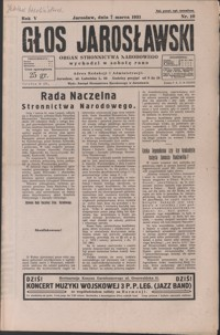 Głos Jarosławski : organ Stronnictwa Narodowego. 1931, R. 5, nr 10-13 (marzec)