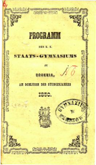 Programm des k. k. Staats-Gymnasiums zu Bochnia am Schlusse des Studienjahres 1850