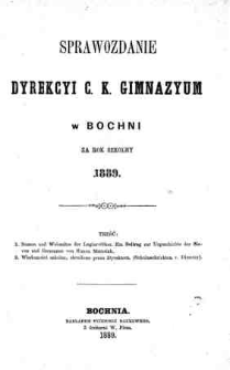 Sprawozdanie Dyrekcyi C. K. Gimnazyum w Bochni za rok szkolny 1889