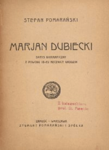 Marjan Dubiecki : zarys biograficzny z powodu 85-ej rocznicy urodzin
