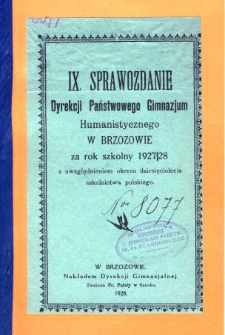 Sprawozdanie Dyrekcji Państwowego Gimnazjum Humanistycznego w Brzozowie za rok 1927/28