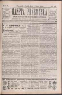 Gazeta Przemyska : organ Polskiego Towarzystwa Demokratycznego. 1910, R. 4, nr 53-57 (lipiec)