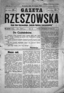 Gazeta Rzeszowska : organ Bezpartyjnego Bloku Współpracy z Rządem. 1928, R. 1, nr 1, 3-44
