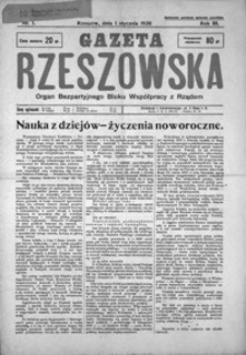 Gazeta Rzeszowska : organ Bezpartyjnego Bloku Współpracy z Rządem. 1930, R. 3, nr 1-52