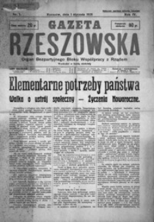Gazeta Rzeszowska : organ Bezpartyjnego Bloku Współpracy z Rządem. 1931, R. 4, nr 1-52