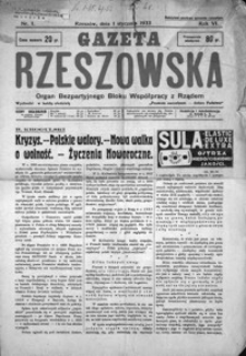 Gazeta Rzeszowska : organ Bezpartyjnego Bloku Współpracy z Rządem. 1933, R. 6, nr 1-45, 47-52