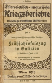 Das österreichisch-ungarische Nordheer im Frühjahrsfeldzug in Galizien (2. Mai bis 22. Juni 1915)