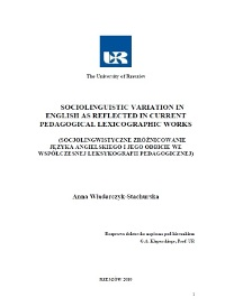Sociolinguistic variation in English as reflected in current pedagogical lexicographic works