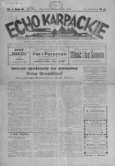 Echo Karpackie : tygodnik ilustrowany. 1929, R. 4, nr 1, 10, 13-16