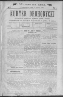 Kuryer Drohobycki : dwutygodnik poświęcony sprawom miasta i obwodu. 1896, R. 1, nr 1-15