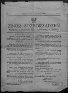 Zbiór Rozporządzeń Starostwa i Wydziału Rady Powiatowej w Żółkwi. 1929, R. 1, nr 1-13